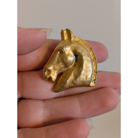 Authentic Hermes GP Gold Large Cheval Horse Single Earring Bijouterie Fantaisie - Picture 7 of 7